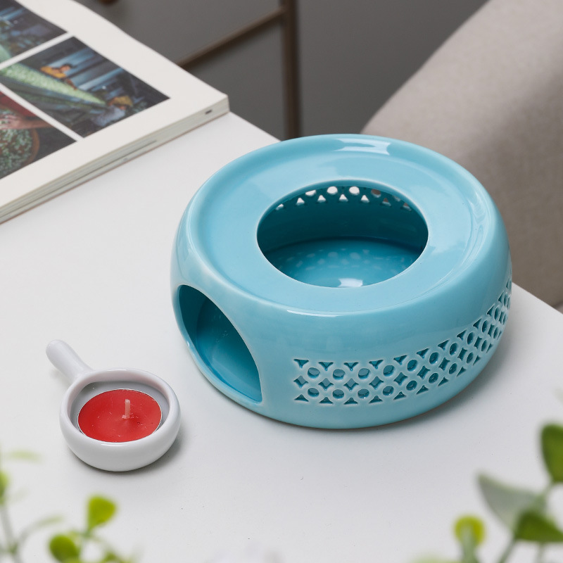 Té estufa vela restaurante Hotel hogar base de cerámica chino hueco aislamiento calefacción vidrio fruta flor tetera