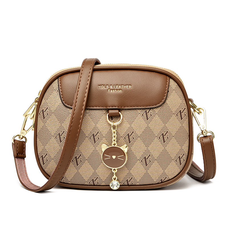 Νέα γυναικεία τσάντα, χιαστί μονό ώμου, μοντέρνο και ευέλικτο, απλό κρεμαστό μενταγιόν, κορεάτικη έκδοση 3411_voghion.com