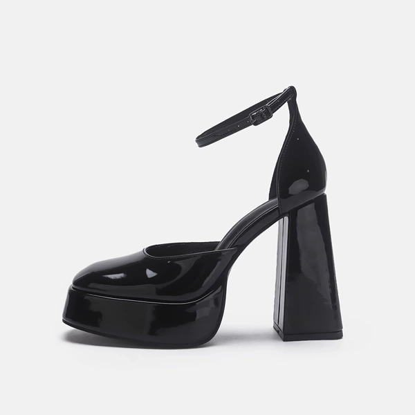 12cm of patent leather black