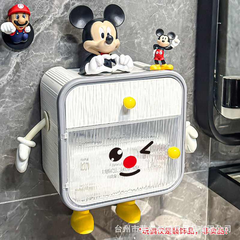 トイレティッシュボックス壁掛け式トイレロールホルダー穴なしクリーム洗顔タオル収納ボックストイレットペーパー置き|undefined
