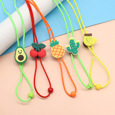新款兒童卡通水果系列口罩鏈吊墜糖果色尼龍挂繩項鏈眼鏡鏈口罩繩