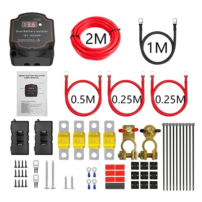 Cross-border intelligent dual battery isolator suit with LED voltmeter relay 12V140A battery isolator (Power supply, ignition system accessories) - digital-3-m-suit