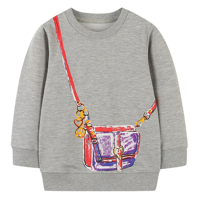 Tops para niños de estilo europeo y americano Otoño Suéter de manga larga para niñas de dibujos animados de cuello redondo camisa para niños
