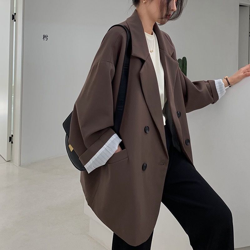 春秋韩版新款宽松中长款春春秋黑色休闲时尚西装外套西服大码上衣|undefined