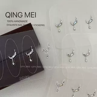 青昧QM手工免拼钻贴美甲成品奢华锆石钻立体法式指甲装饰贴Q062