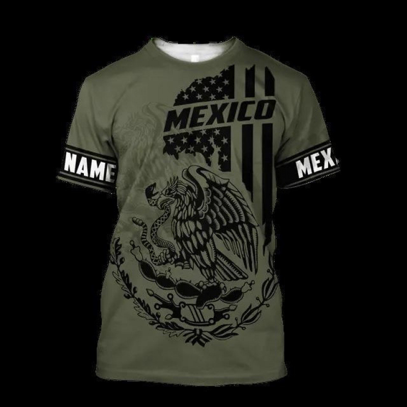 Comercio exterior transfronterizo AliExpress TK venta caliente impresión digital 3D camiseta de hombre manga corta casual serie mexicana blusa