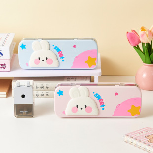 Back-To-School Season Double-Layer Pencil Case, Large Capacity, Simple Girly Heart Pencil Case, Student Cute Stationery Pencil Case, Prize Gift