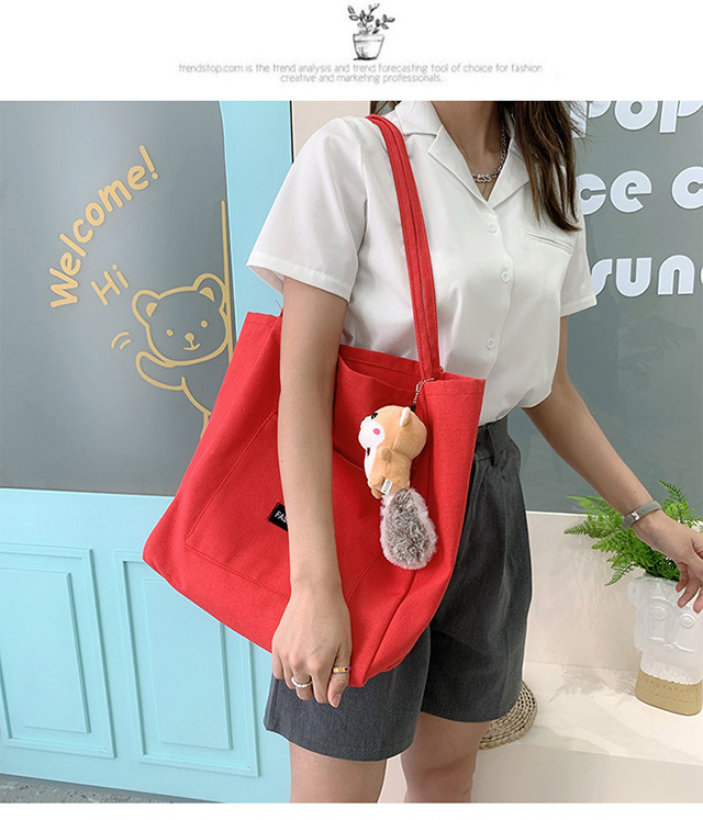 Candy-colored canvas bag, 2021 new ins bag, large-capacity tote bag, simple Korean-style single-shoulder artistic handbag undefined