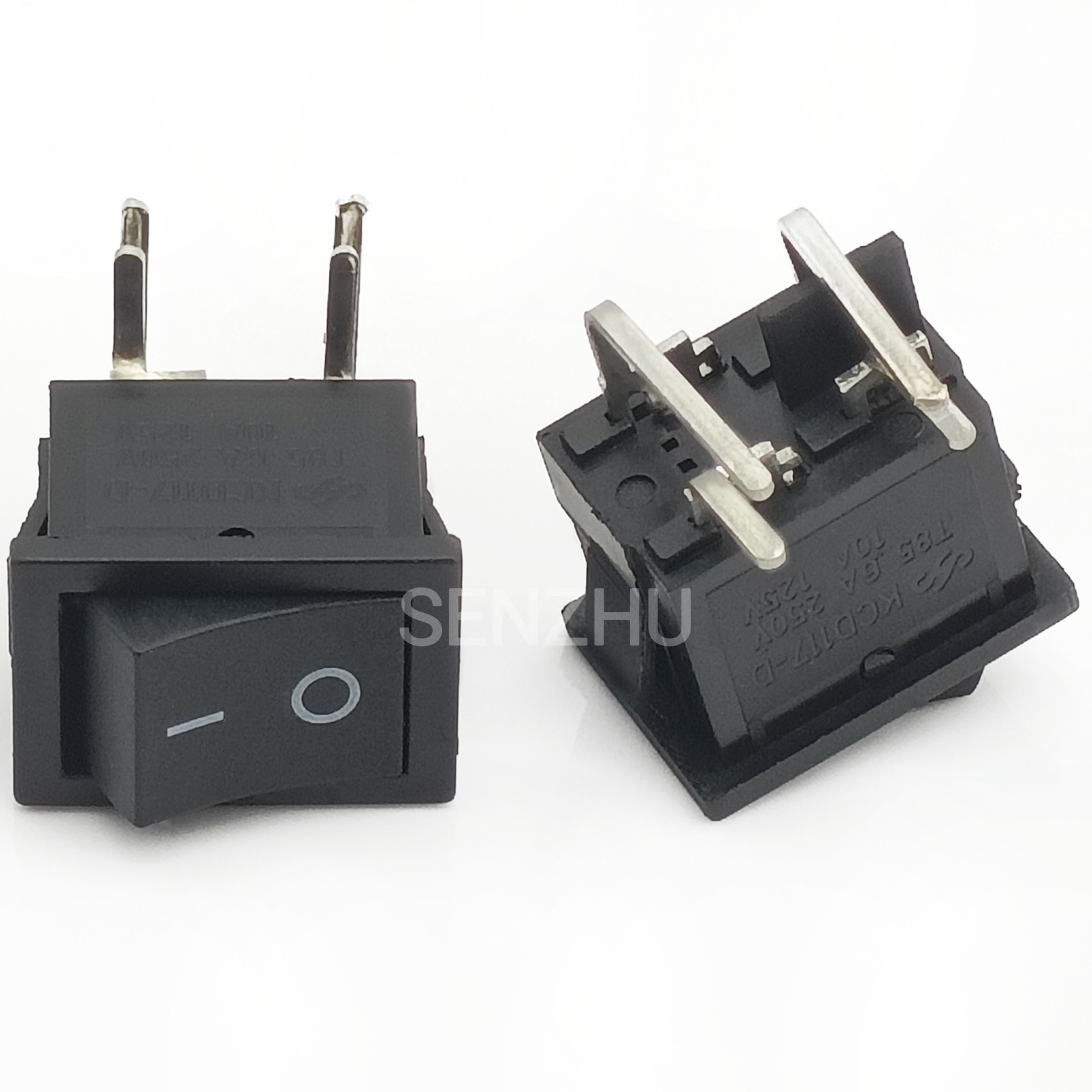 船型开关KCD1 四脚两档4P2T 弯脚反方向翘板按键电源开关6A250V