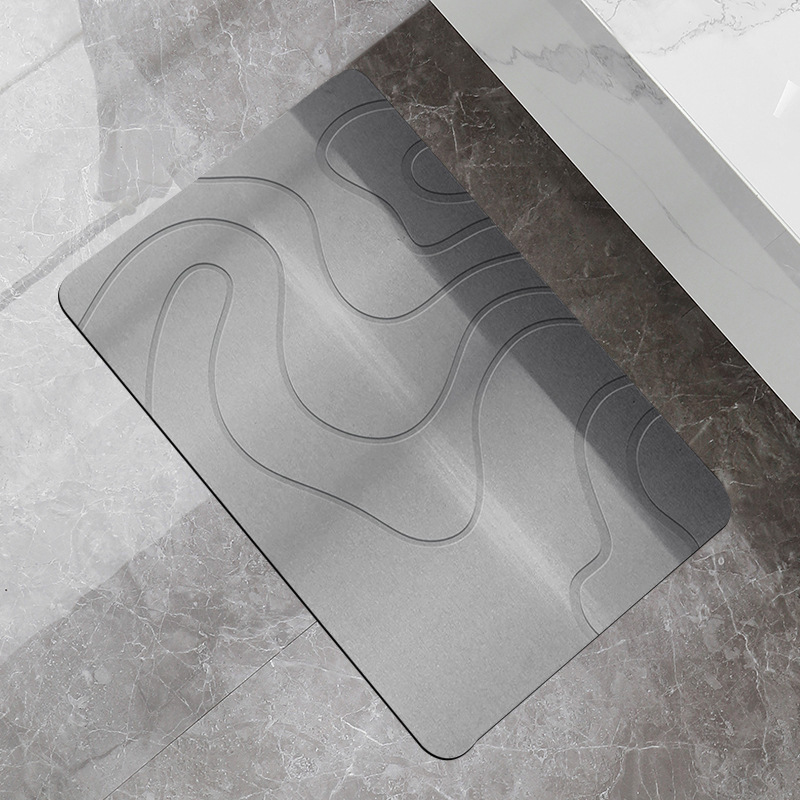 Líneas simples de suelo de barro de algas para baño de absorción de agua seca rápida antideslizante puerta de baño de color sólido fácil de cuidar almohadilla doméstica