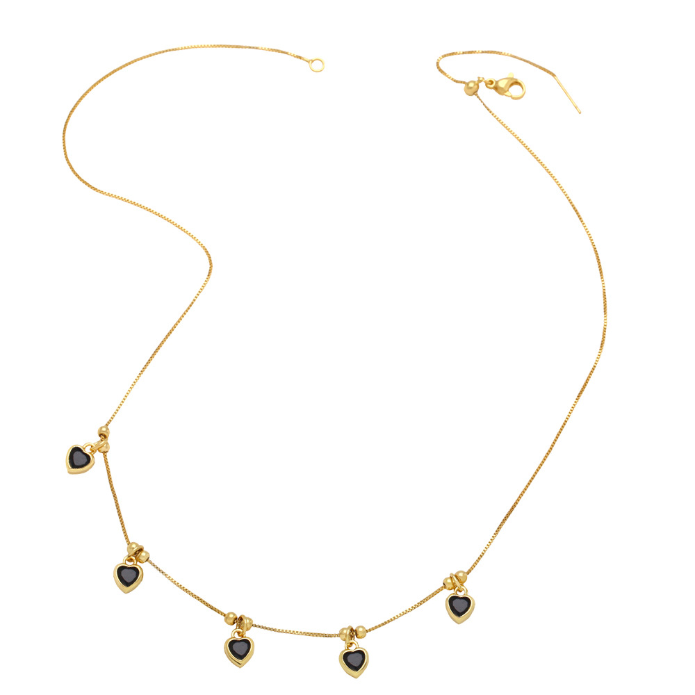 Fashion Heart Shape Copper Necklace Inlay Zircon Copper Necklaces