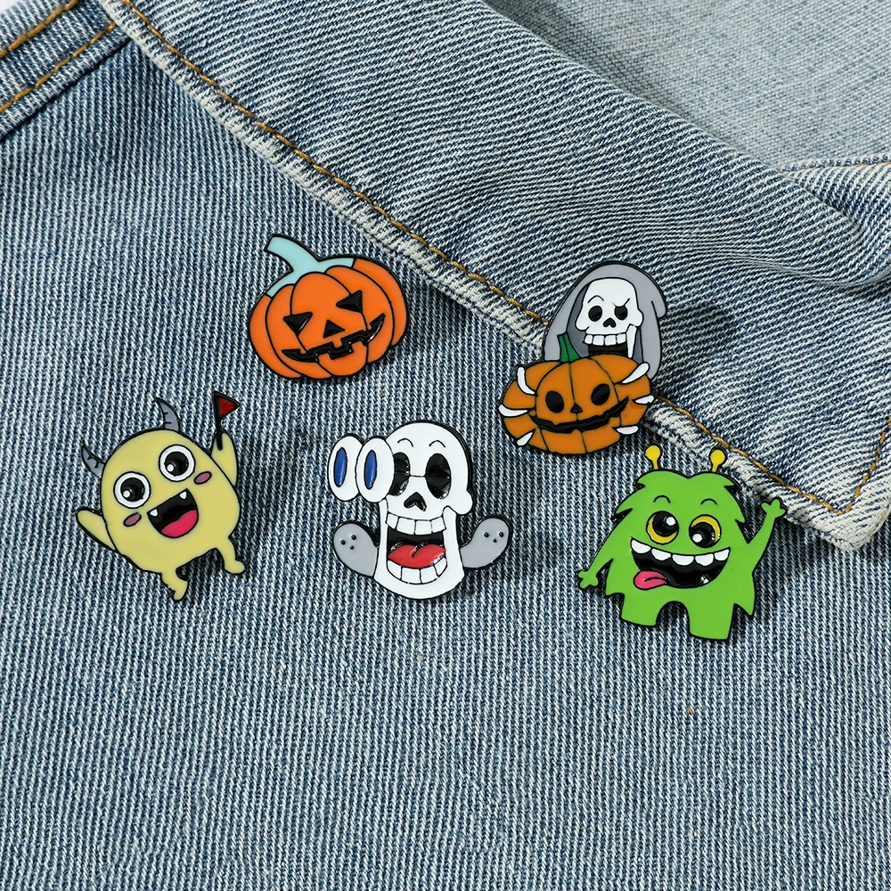 Funny creative brooch, cute metal monster, badge, accessory, pin, halloween, European style