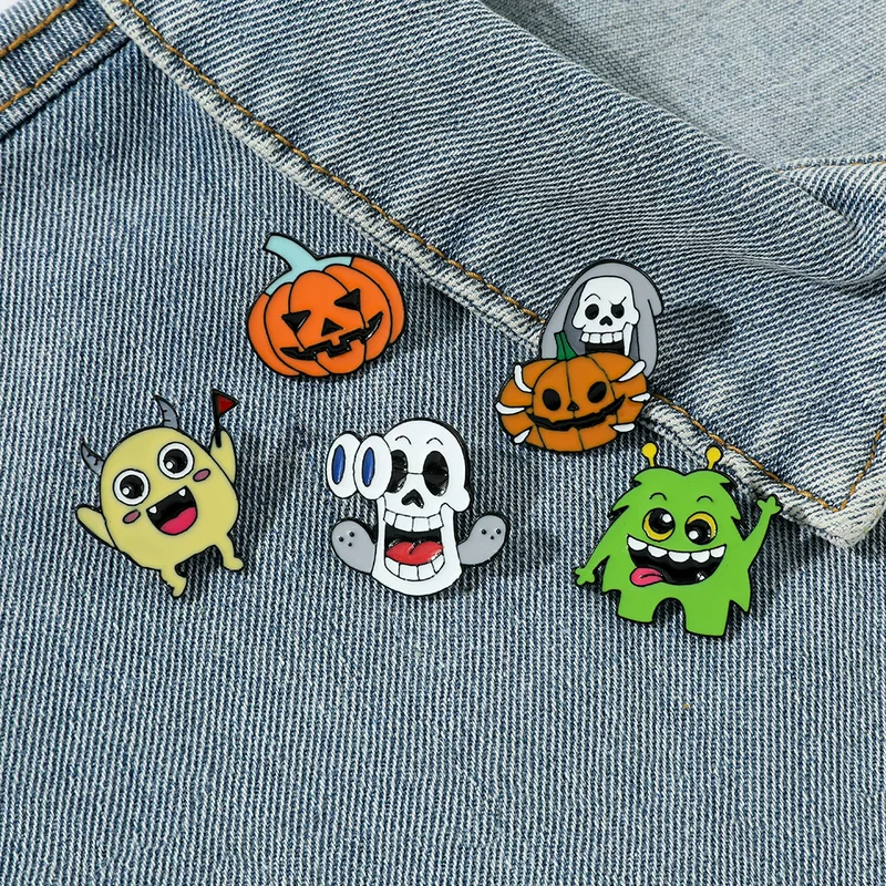 Funny creative brooch, cute metal monster, badge, accessory, pin, halloween, European style