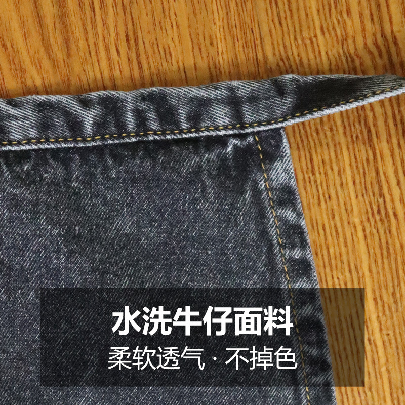 Transfronterizos Amazon delantal corto restaurante occidental barista ropa de trabajo coreana moda lavada delantal vaquero