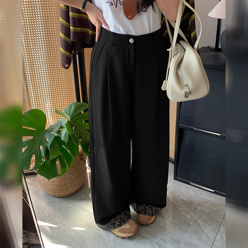 子元2026新款春装大码女装宽松挽边裤子设计感拼接阔腿休闲裤9232