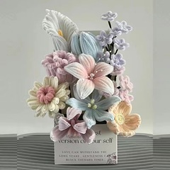 ツイストブーケヒマワリの花箱手作り編みdiy材料バッグチューリップ母の日プレゼント置物
