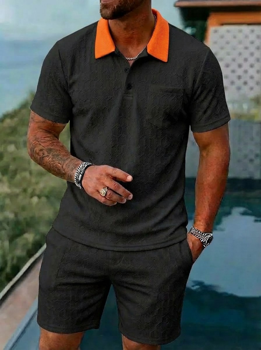 Men's Clothing Summer Fashion Breathable Color Blocked Pocket Short Sleeved Shirt Sports_viptrois.com