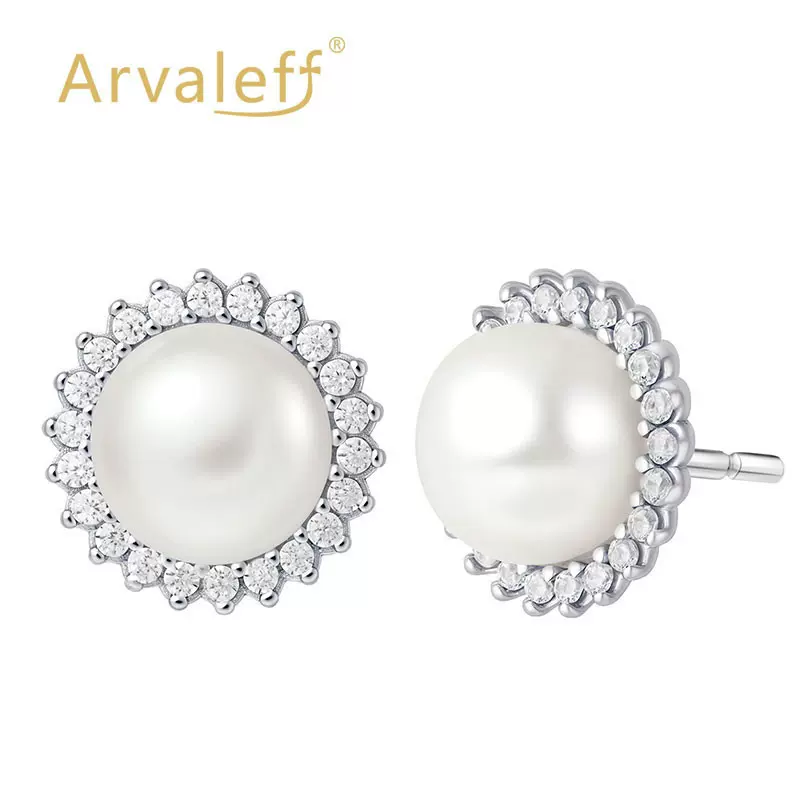Arvaleff s925银针太阳花珍珠耳钉女高级感轻奢小众耳环跨境耳饰