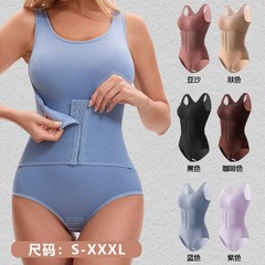 排扣塑身衣女美体收腰紧身提臀连体塑身衣大码束腰收腹束身连体衣