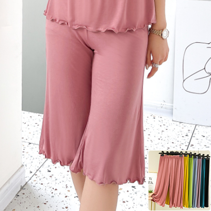 Modal casual pants women's summer 2022 New plus size flared shorts high waist thin loose cropped wide leg pants