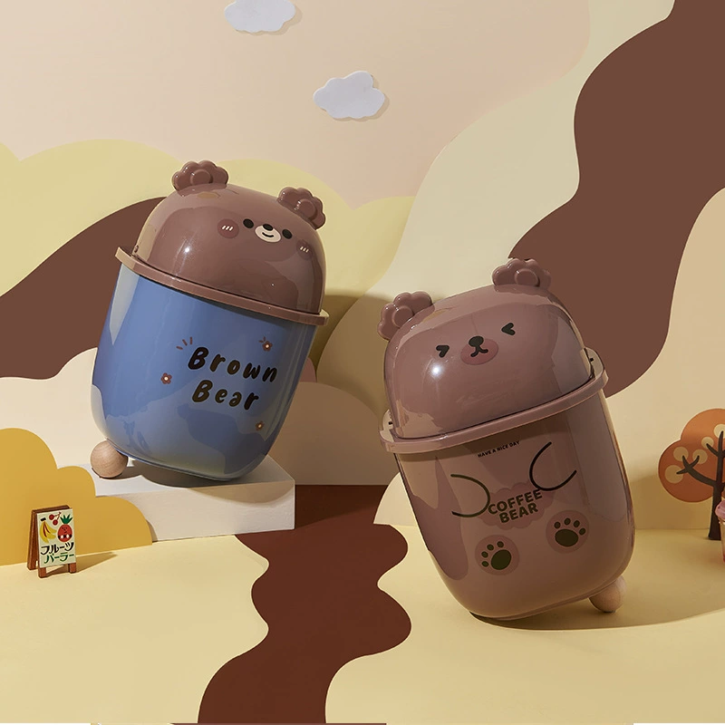 Кофе медведь домашний креативный Рабочий стол маленький мусорный бак мини милый офис прикроватная тумбочка спальня гостиная флип-хранилище