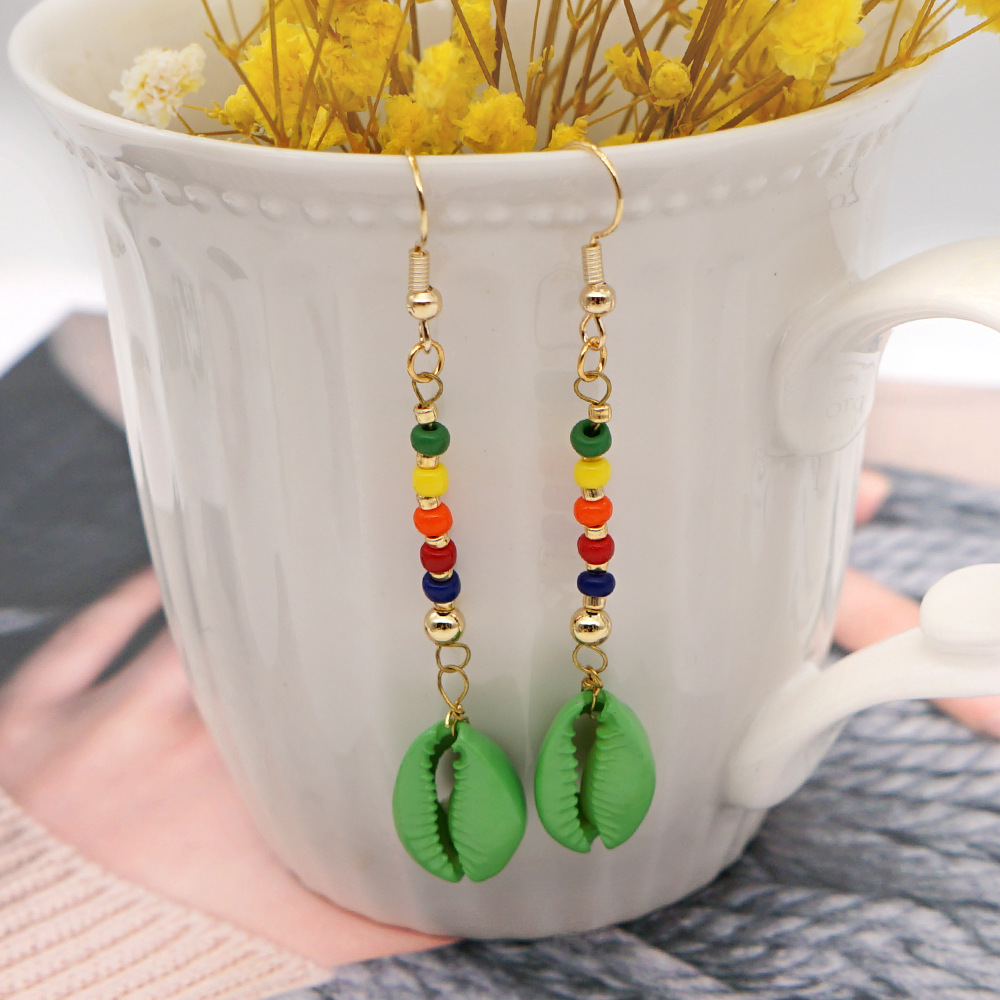 Bohemian Shell Colorful Bead Earrings display picture 7