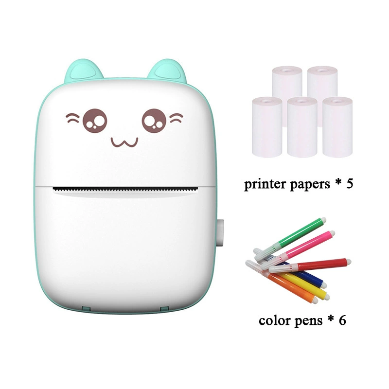 Handheld Photo Printer Mini Portable Thermal Printer, Cute Cat Design, Models A8C/C19/C25