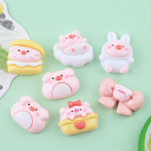 亮面粉萌猪 diy奶油胶自制手机壳头饰冰箱贴发夹饰品树脂配件批发