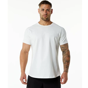 Летняя спортивная хлопковая черная футболка для спортзала с круглым воротником для отдыха, европейский стиль, большой размер, короткий рукав