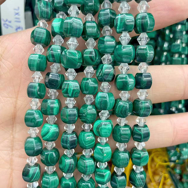 纯天然精品天然孔雀石管珠算盘珠旦形散珠半成品手工DIY手链饰品|undefined