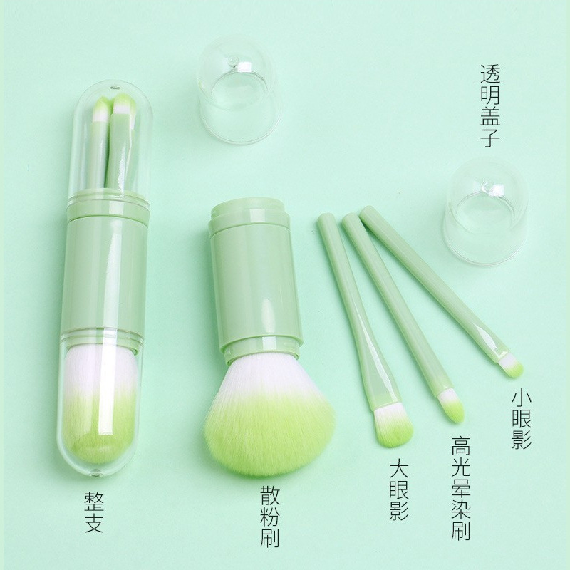 Cepillo de maquillaje telescópico con cubierta portátil cuatro en uno cepillo de maquillaje blush cepillo de sombra de ojos mini cepillo de maquillaje multifuncional