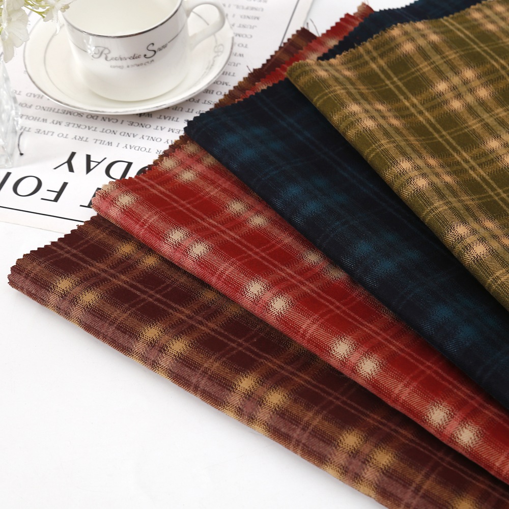 现货秋冬TR磨毛格子面料 弹力厚款女装休闲衬衫阔腿裤箱包格子布