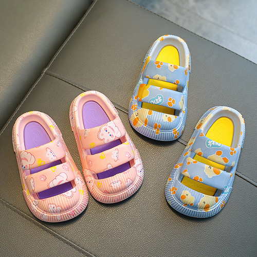 Children's slippers summer boys and girls cartoon cute non-slip thick bottom soft bottom parent-child indoor shoes girl baby slippers