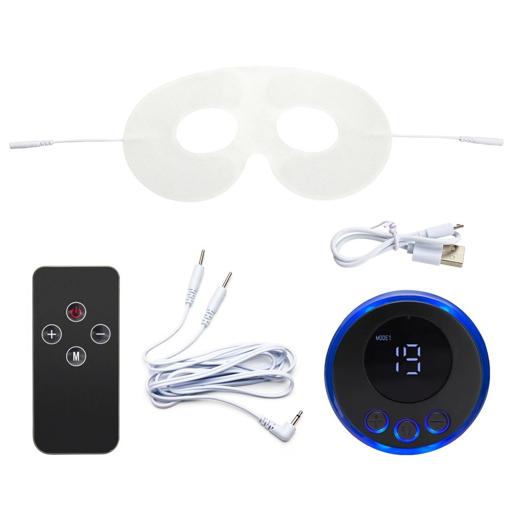 EMS Eye Massager Device, Portable Eye Therapy Controller with Gel Pads, Compact