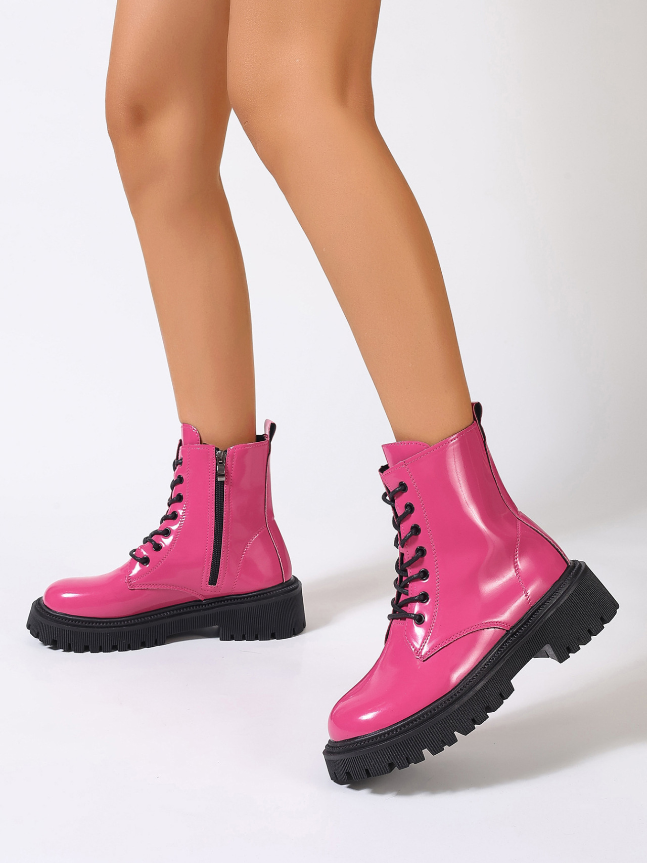 plus Size Lace-Up British Style Retro Martin Boots mid Heel Ankle Winter Cowboy Boots for Women_vogvips.com