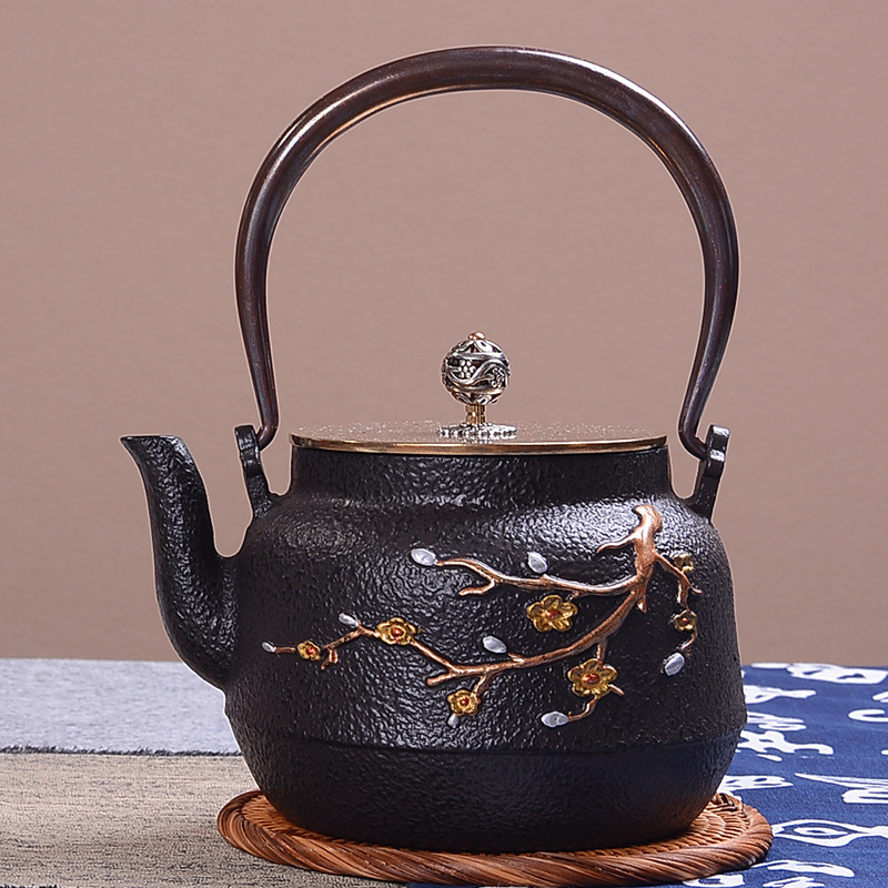 Dianggong Tang Dragon y Phoenix Opera Perla olla de hierro imitación japonesa del Sur antigua olla de hierro tetera sin recubrimiento juego de té de Kung Fu