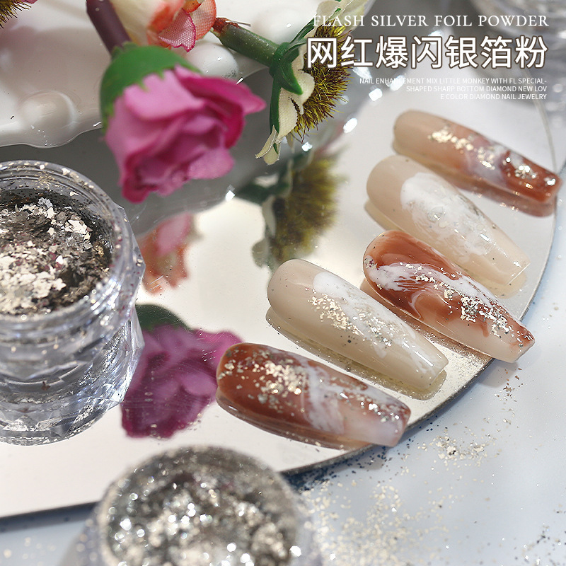 Nailsネット赤爆閃銀河粉爪装飾品超薄銀箔粉砕片新ネイルスパンコール卸売り|undefined