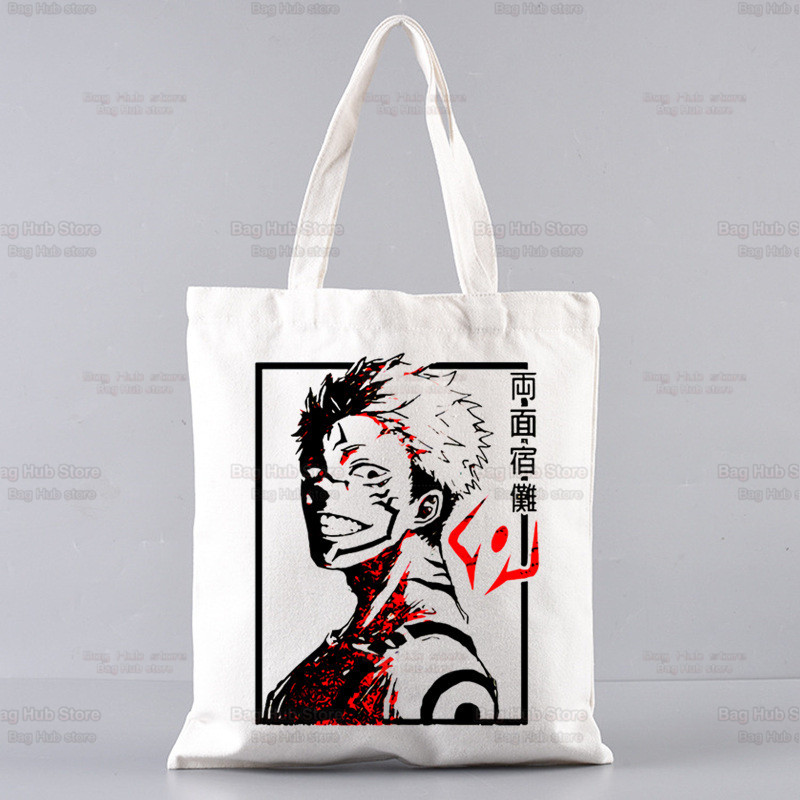Jujutsu Kaisen Gojo Goku impresa bolsa de lona Harajuku bolso de hombro bolso de moda estudiante bolsa de compras