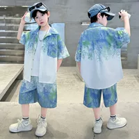 H6641 (Gradient Tie-Dye) Летний комплект из двух предметов для родителей и детей, сестры и брата, с рисунком ти-дай, красивый шелковистый комплект в гонконгском стиле.