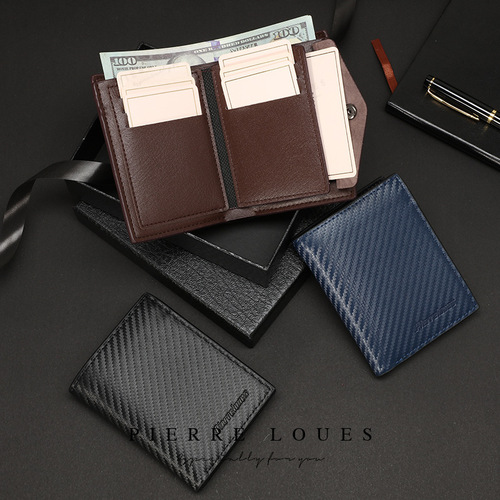 Cross-border supply 2024 new short men's wallet high-end multi-card slot fashionable vertical casual money clip slim wallet