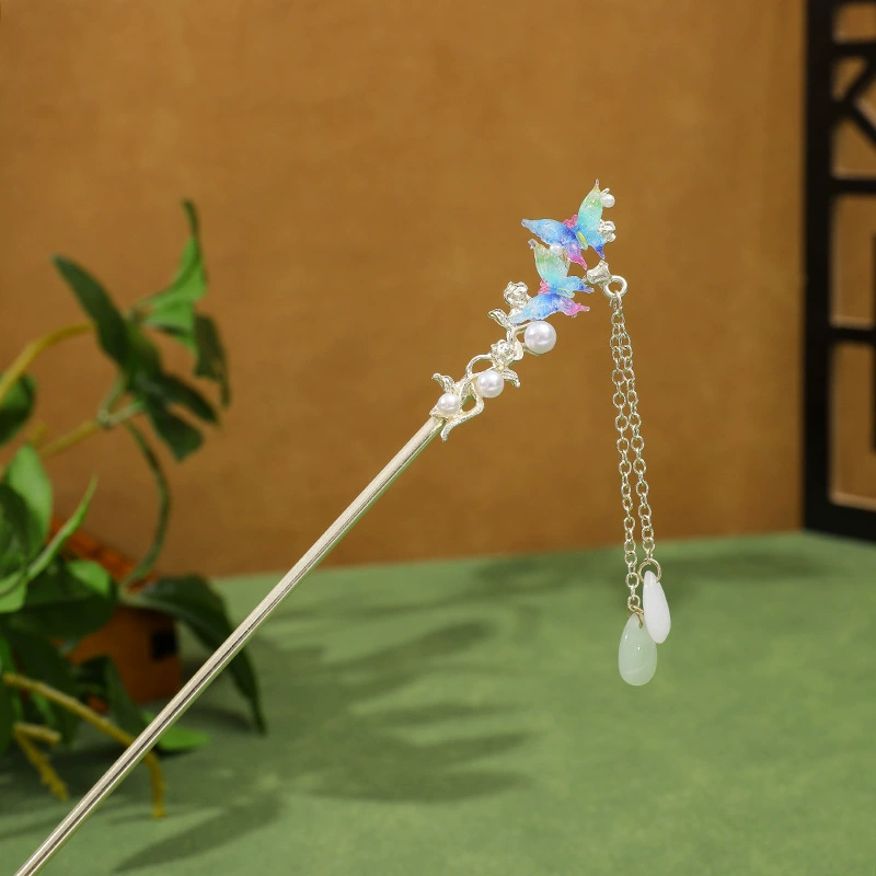 Chinese hairpin, hairgrip with tassels, hair accessory, Chinese style, high-quality style, simple and elegant design, wholesale