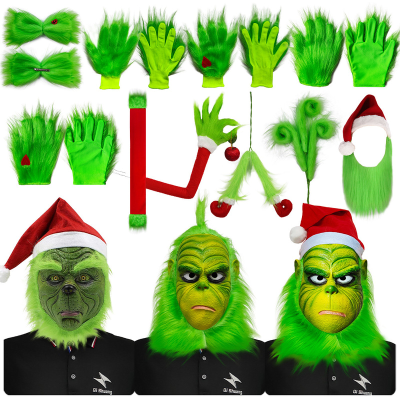 In-Stock Custom Grinch Green Fur Series Christmas Cross-Border Live Broadcast Cute Decoration Masquerade Funny Props In-Stock Custom Grinch Green Fur Series Christmas Cross-Border Live Broadcast Cute Decoration Masquerade Funny Props