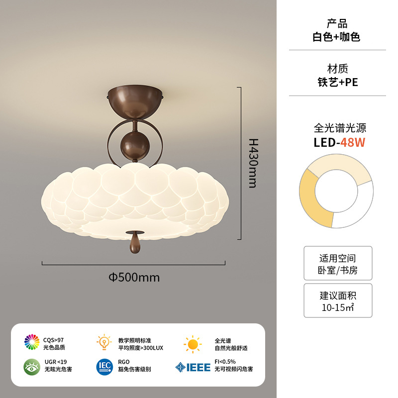 Lámpara de techo de estilo crema medieval 2025 nuevo diseño creativo habitación de los niños protección ocular redonda candelabro de dormitorio principal de espectro completo