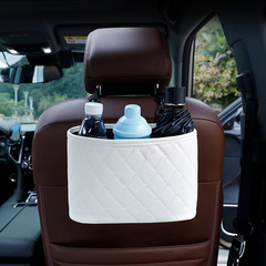 汽車座椅收納袋掛袋後背多功能兒童車載垃圾桶汽車背簍皮革批發