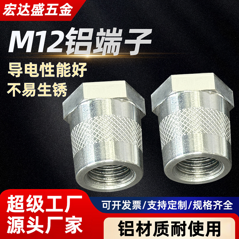 H19X23-M12铝端子电池极柱铝制M12正负极柱外贸俄罗斯电池端子