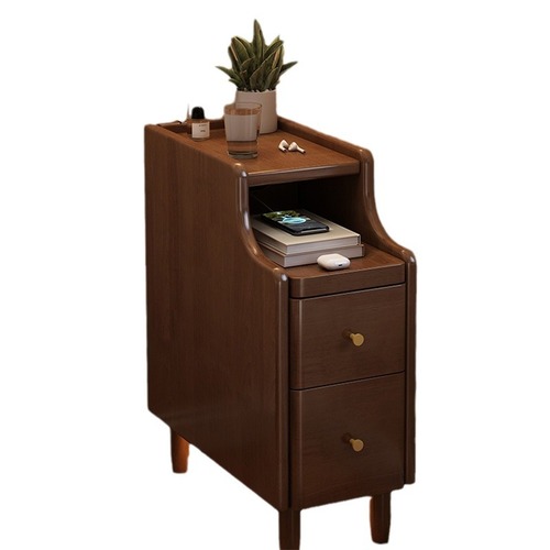 Solid Wood Nightstand Small Ultra-Narrow Bedroom Bedside Cabinet  New Model Extremely Narrow Gap Storage Shelf Simple Modern