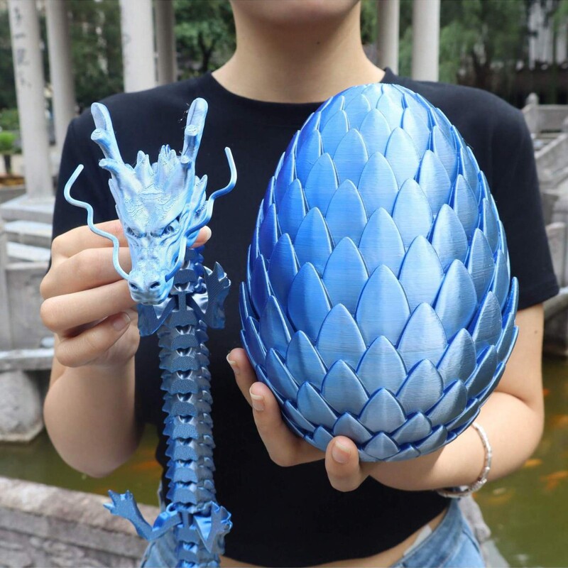 Cross-Border 3D Printed Popular Lotus Dragon Egg Set Ornaments Figurines Gifts Colorful Decoration Creative Trendy Toys Wholesale