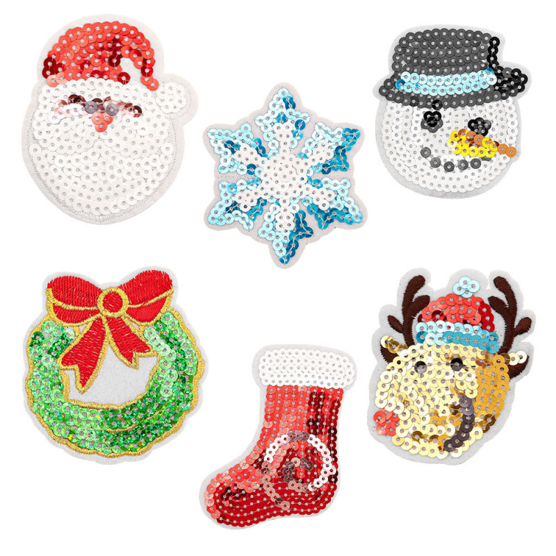 クロスボーダーのクリスマスの布は刺繍の布を貼って雪の花のヘラジカの靴下の装飾の図案を貼って刺繍のパッチを貼って布を貼ります。|undefined