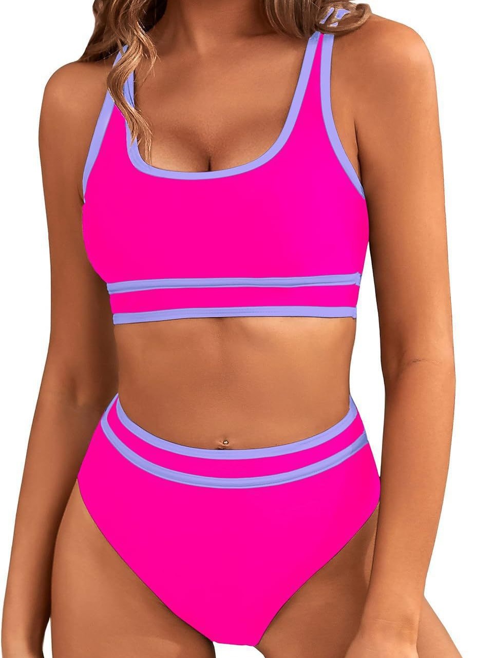 Traje de Baño Bikini de Dos Piezas de Poliéster, Sin Soporte de Acero, para Natación