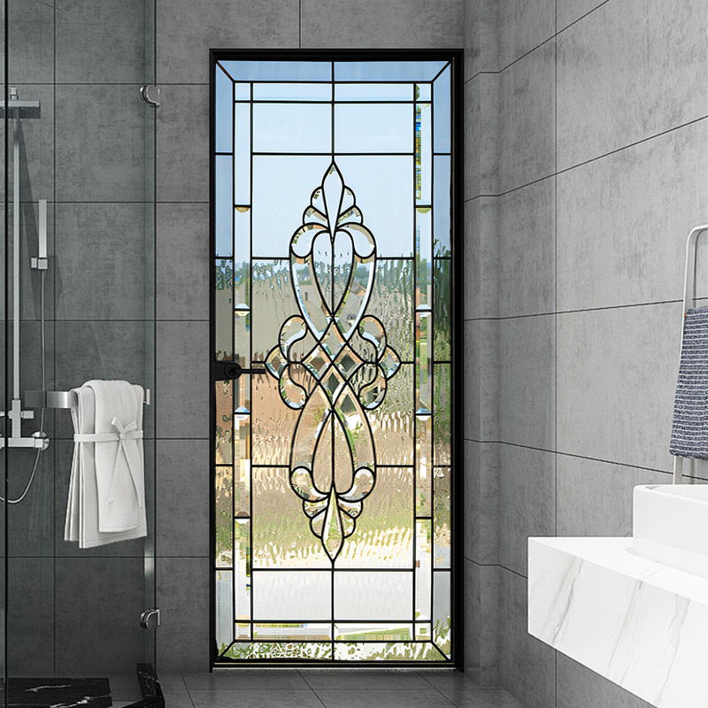 Cross Border Diamond Glass Bathroom Door Wall Stickers Back Stickers Clear and Clean Beautiful Door Stickers Self-adhesive Removable Stickers